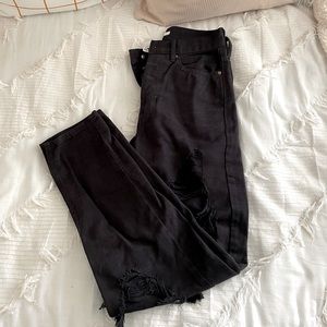 pacsun distressed black straight cut jeans